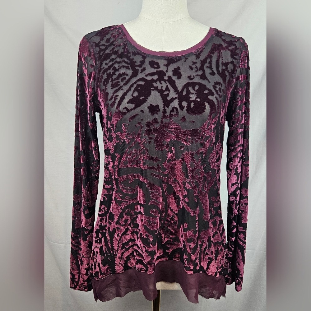 Simply Vera Wang Velvet Burnout M Top Sheer Whimsigoth Fairy  Grunge Punk